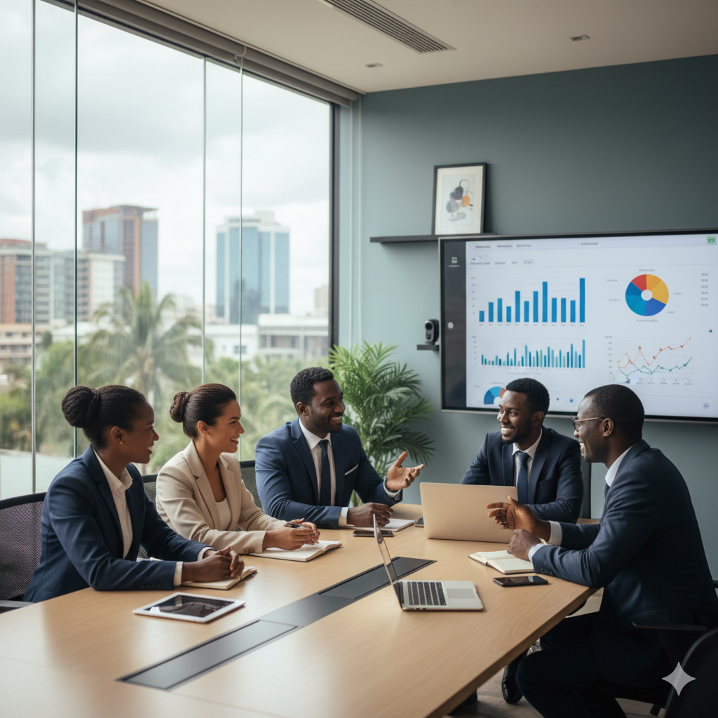 The Imani Financial Services team in a meeting.